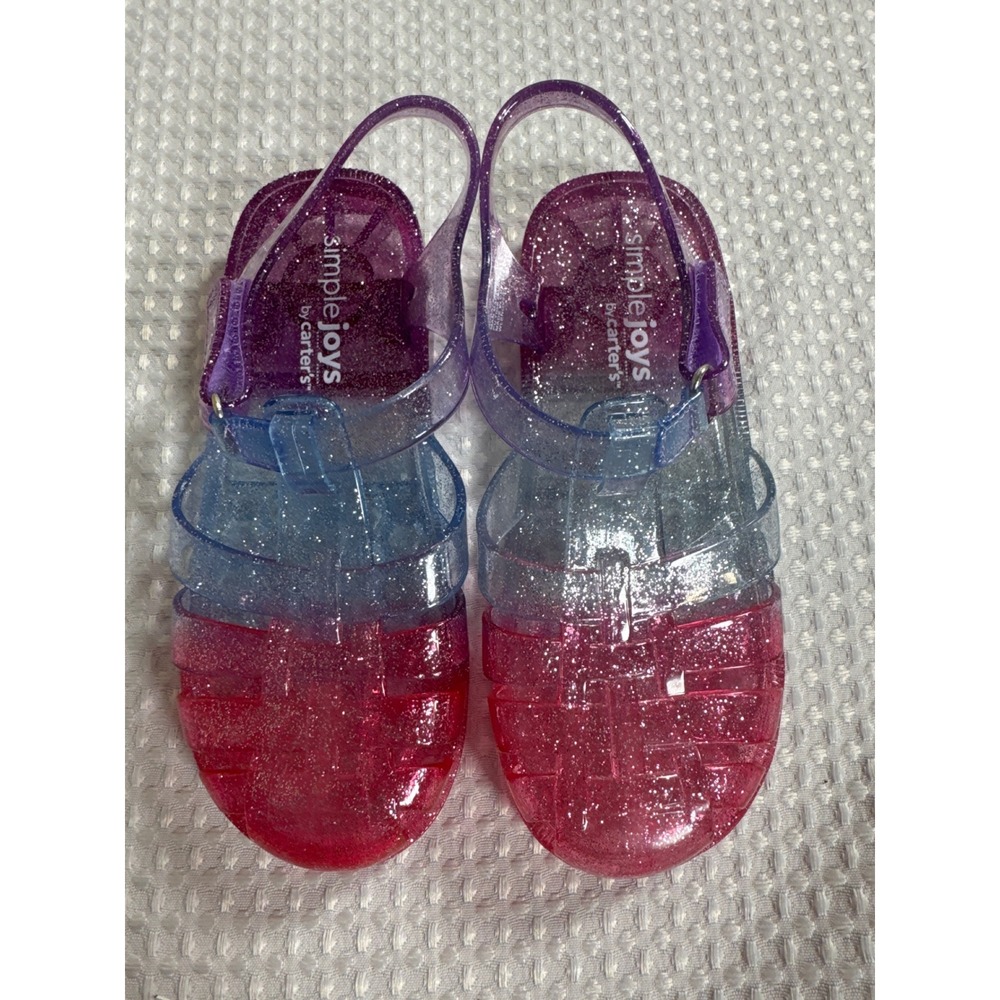 Simple Joys by Carter's Jelly Sandals Kids 12M Nora Pink Blue Purple EUC